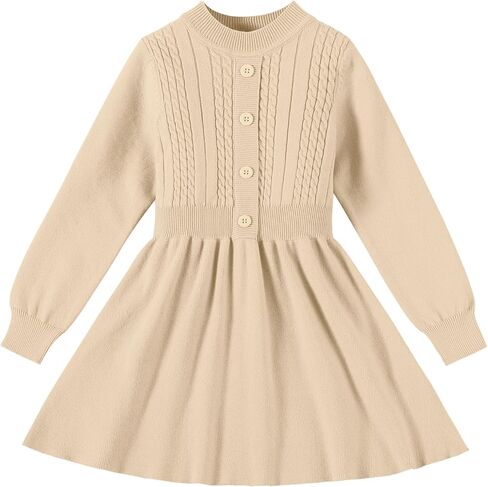 فستان سترة للأطفال الصغار فساتين بأكمام طويلة للفتيات الصغيرات فستان عيد الميلاد محبوك بأزرار أمامية للفتيات في الخريف والشتاء كاجوال in Kuwait