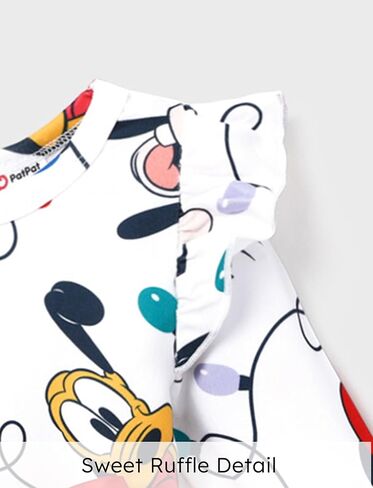 Disney Princess Frozen Elsa Minnie Mickey Stitch Ruffle Sleeve Dress A Line Long Sleeve Kids Clothes Baby to Toddler in Kuwait