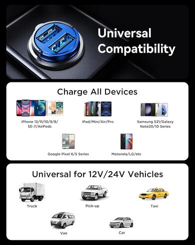 MRGLAS Car Charger, 4.8A [Pull Ring Design] Cigarette Lighter USB Charger,[Smallest All Metal] USB Car Charger Dual Port Car Charger Adapter Compatible with iPhone 14/13/12/11 Samsung Note 9/S10-Red in Saudi Arabia
