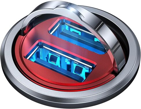 شاحن سيارة MRGLAS، 4.8 أمبير [تصميم حلقة سحب] شاحن USB ولاعة السجائر، [أصغر جميع المعادن] شاحن سيارة USB مزدوج المنفذ شاحن سيارة متوافق مع iPhone 14/13/12/11 Samsung Note 9/S10-Red in Kuwait
