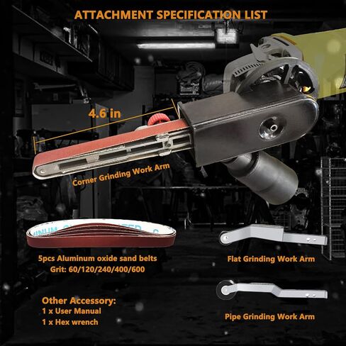 Belt Sander attachments for Angle Grinder, Corner Detailing File Sander adapter, US 5/8-11 Thread, Professional Tools for Welding Points Grinding, Woodworking and Metal Rust Removal (1/2x18 in belts) in Saudi Arabia