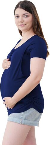 Bamboo Viscose Pregnancy Shirts Short Sleeve Crew Neck Nursing Top in Saudi Arabia