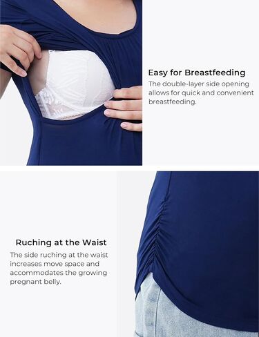 Bamboo Viscose Pregnancy Shirts Short Sleeve Crew Neck Nursing Top in Saudi Arabia