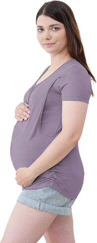 Bamboo Viscose Pregnancy Shirts Short Sleeve Crew Neck Nursing Top in Saudi Arabia
