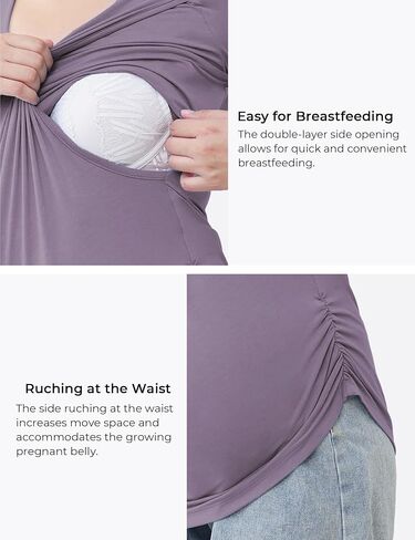 Bamboo Viscose Pregnancy Shirts Short Sleeve Crew Neck Nursing Top in Saudi Arabia