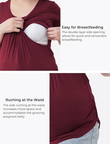 قمصان الحمل من الخيزران الفسكوزي بأكمام قصيرة ورقبة دائرية للرضاعة in Kuwait