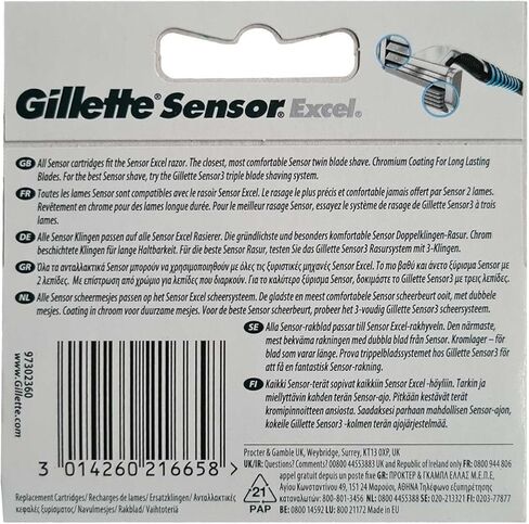 Gillette Sensor Excel Men's Razor Blade Refills, 5 Count, Mens Razors/Blades in Saudi Arabia