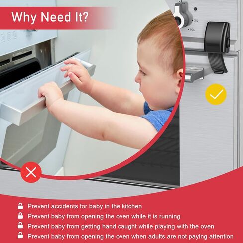 قفل فرن محدث مضاد للأطفال، قفل باب فرن صغير من أنجلكاي، خالٍ من الحفر، آمن للأطفال، قفل أمامي لحماية الأطفال (أسود، عبوتان) in Kuwait