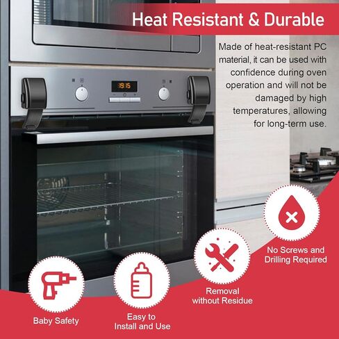 قفل فرن محدث مضاد للأطفال، قفل باب فرن صغير من أنجلكاي، خالٍ من الحفر، آمن للأطفال، قفل أمامي لحماية الأطفال (أسود، عبوتان) in Kuwait