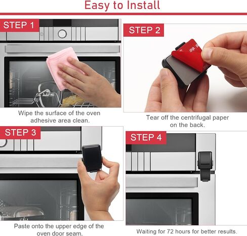 قفل فرن محدث مضاد للأطفال، قفل باب فرن صغير من أنجلكاي، خالٍ من الحفر، آمن للأطفال، قفل أمامي لحماية الأطفال (أسود، عبوتان) in Kuwait