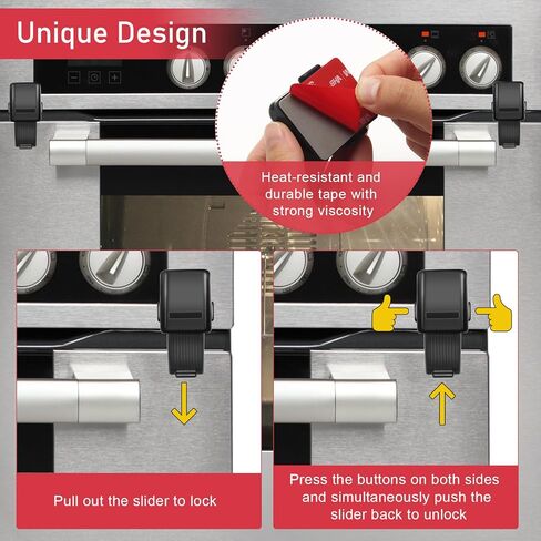 قفل فرن محدث مضاد للأطفال، قفل باب فرن صغير من أنجلكاي، خالٍ من الحفر، آمن للأطفال، قفل أمامي لحماية الأطفال (أسود، عبوتان) in Kuwait