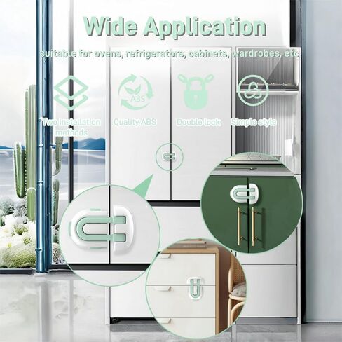 [2 Packs] Child Proof Fridge Lock with Adhesive, Child Safety Locks for Doors Cabinet, Refrigerator Lock Freezer Latch to Keep Door Closed for Toddler, Cats, Dogs in Saudi Arabia