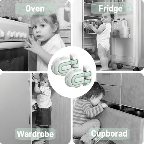 [2 Packs] Child Proof Fridge Lock with Adhesive, Child Safety Locks for Doors Cabinet, Refrigerator Lock Freezer Latch to Keep Door Closed for Toddler, Cats, Dogs in Saudi Arabia