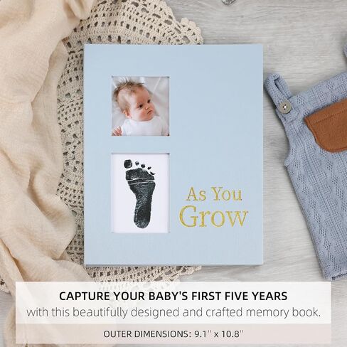 Keepsake Baby Memory Book for Boy or Girl - First 5 Year Baby Journal - Gender Neutral Baby Gift - Scrapbook or Photo Album for New Parents - Record Every Milestone from Birth to Age 5 (Light Blue) in Saudi Arabia