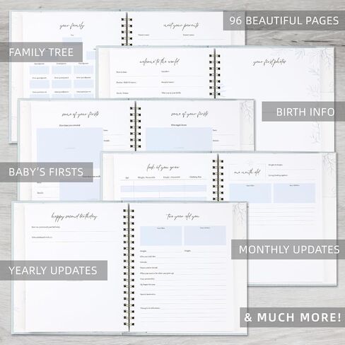 Keepsake Baby Memory Book for Boy or Girl - First 5 Year Baby Journal - Gender Neutral Baby Gift - Scrapbook or Photo Album for New Parents - Record Every Milestone from Birth to Age 5 (Light Blue) in Saudi Arabia