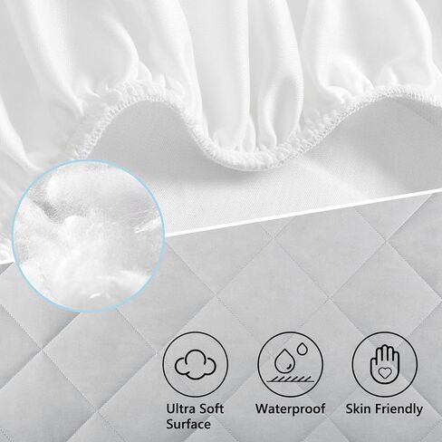 TILLYOU Pack n Play Sheets Pad 2 Pack - Thick Crib Sheets Pad, Soft Quilted Sheets with 1''-3'' Deep Pocket, Breathable Fluffy Crib Mattress Pad, 39"x27", Sage Green & Charcoal Gray in Saudi Arabia