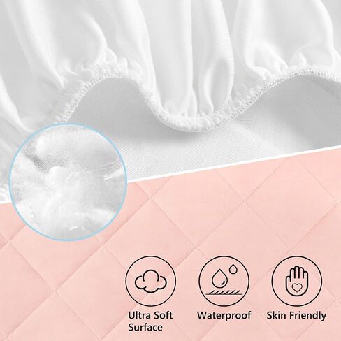 TILLYOU Pack n Play Sheets Pad 2 Pack - Thick Crib Sheets Pad, Soft Quilted Sheets with 1''-3'' Deep Pocket, Breathable Fluffy Crib Mattress Pad, 39"x27", Sage Green & Charcoal Gray in Saudi Arabia