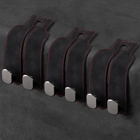 Car Seat Hooks for Headrest Purses and Bags Car Organization Accessories Double Flexible Leather Hooks Back Seat Hanger 2 in 1 Car Organizer and Storage Car Must Haves (Black- 2 Packs in Saudi Arabia