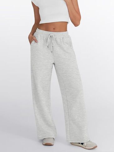 Trendy Queen Womens Wide Leg Sweatpants High Waisted Baggy Lounge Pants Drawstring Athletic Flared Joggers with Pockets in Kuwait