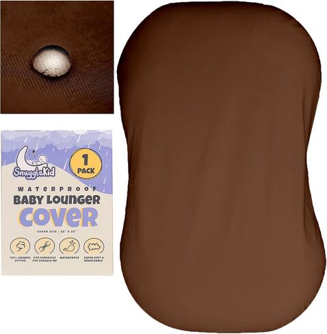 100% Waterproof Baby Lounger Cover - 2-Ply Organic Cotton Slipcovers Keep Your Lounger Clean & Your Baby Comfy - Machine Washable - (Lounger Not Included) - Brown in Saudi Arabia