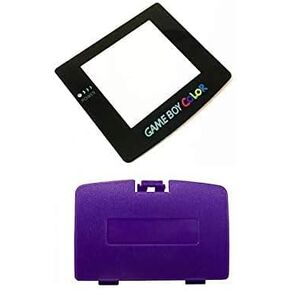 Battery Back Door Cover Lid + Glass Screen Lens for Nintendo Game Boy Color GBC Replacement (Green)