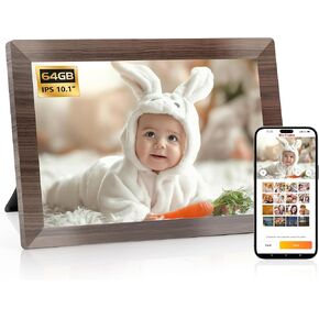 10.1 WiFi Digital Picture Frame, IPS Touch Screen Smart Cloud Digital Photo Frame with 64GB Storage, Wall Mountable, Auto-Rotate, Motion Sensor, Share Photos via Biuframe App
