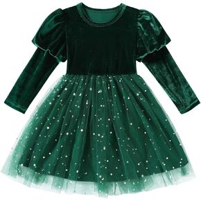 Toddler Baby Girl Velvet Dress Lantern Long Sleeve Princess Casual Tutu Dresses Fall Winter Girls Clothes