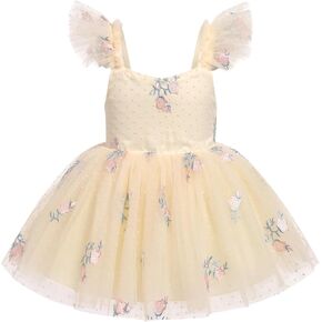 IDOPIP Baby Girls Butterfly Tutu Dress Summer Sleeveless Backless Princess Birthday Party Dresses Ruffle Tulle Sundress 6M-5T