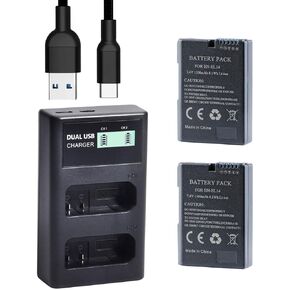 QUMOX EN-EL14 EN-EL14a Battery (2-Pack) and Compact LCD USB Dual Charger for Nikon D5500, D5300, D3300, D5100, D5200, D3100, Nikon Df, D3200, P7100, P7700 Camera