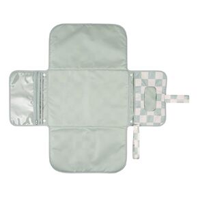 Portable Diaper Changing Pad, Foldable Waterproof Baby Change Pad for Newborn Girl & Boy with Smart Wipes Pocket (Sage Checkers)