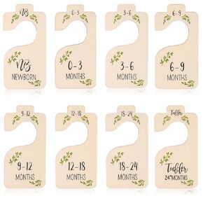 8pcs Baby Closet Dividers, Wooden Double-Sided Infant Wardrobe Dividers for Clothes Organizer from Newborn to Toddler Nursery Decoration