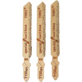 3pcs 3" T150 Carbide Grain 50 Grit T-Shank Jigsaw Blades Ceramic Tile Cutting Tool New
