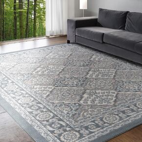 Tayse Izel Gray 4x6 Rectangle Area Rug for Dorm, Kids, Baby, or Nursery Room - Traditional, Brocade