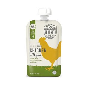 Serenity Kids 6+ Months Baby Food Pouches Puree Made With Ethically Sourced Meats & Organic Veggies | 3.5 Ounce BPA-Free Pouch | Free Range Chicken & Thyme, Parsnip, Beet | 1 Count