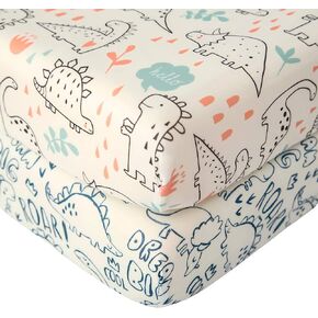 SDIII 2 Pack Cute Space Crib Sheets 52" × 28" × 8", 100% Elastic Microfiber Jersey Knit, 1 Astronaut Crib Sheet + 1 White Crib Sheet for Boys Girls