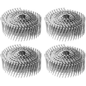 uxcell 1200 Count Siding Nails 2"x0.09" 15-Degree 304 Stainless Steel Ring Shank Full Round Head Collated Wire Coil for Lath and Sheathing Materials
