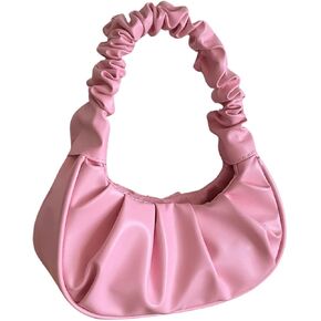 GORGLITTER Women's Ruched Hobo Mini Handbag Leather Dumpling Bag Clutch Purse