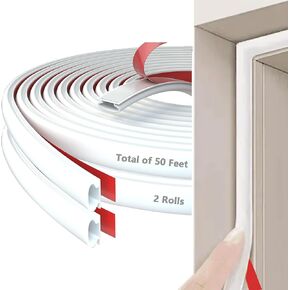 D-Type Rubber Window Door Frame Weather Stripping, Door Stripping Seal Around Door, Exterior/Interior Front Door Frame Weather Stripping Door Seal (White)