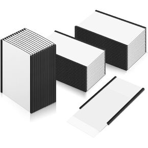 Glenmal 50 Pieces C Channel Magnetic Label Holders Set 3 x 5 Inch Magnet Shelf Label Holder with Protective Films and Replacement Strips for Metal Racks Whiteboard Name Classroom Tags
