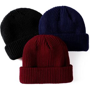 Glooarm 3 Pack Baby Beanie Toddler Boys Girls Beanie Knit Warm Winter Hats Newborn Infant Cuffed Caps, 0-5 Years