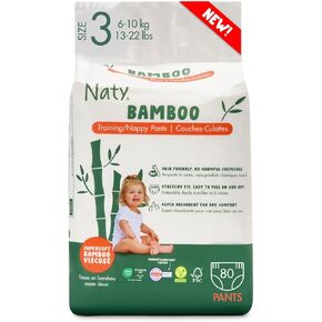 Naty Bamboo Training Pants – Potty Training Underwear, Pull ups, Bamboo Viscose, Eco-Friendly, Silky Soft, Hypoallergenic, for Sensitive Skin & Super Absorbent (Size 5, 72 Count)