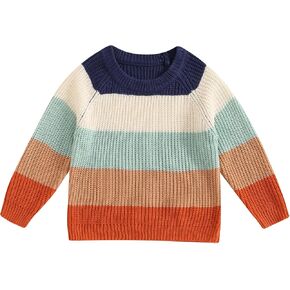 Newborn Toddler Baby Girl Boy Chunky Sweater Striped Sweater Long Sleeve Pullover Sweatshirt Fall Winter Clothes