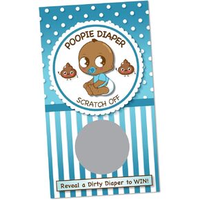 Poopie Diaper Boys Baby Shower Scratch Off Cards 1 - (30 Cards) - Baby Shower Game Scratch Off Tickets - Baby Shower Raffle Tickets - Baby Shower Door Prize - Scratch & Win for Boys Baby Shower