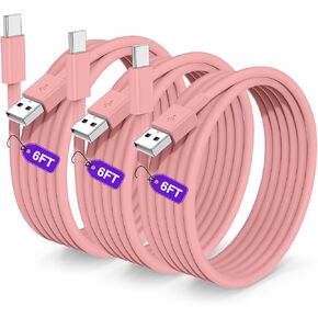 Car Carplay Cable for iPhone 15(6FT+6FT+6FT), USB A to USB C for Carplay, Car Charger Cable Cord for iPhone 15/Pro Max/Pro/Plus, iPad Air 5th 4th Mini 6th-Pink