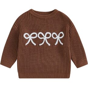 Baby Girl Boy Toddler Knit Sweater Cute Round Neck Long Sleeve Pullover Unisex Oversized Sweatshirt Warm Kids Tops