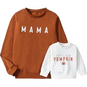 Mommy and Me Outfits Family Matching Outfits Letter Print Long Sleeve Pullover Sweatshirt Baby Sweatshirt Tops