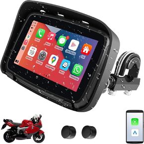 Portable Carplay Wireless Android Auto for Motorcycle,5 Inch IPX7 Waterproof Touchscreen,Auto GPS Navigation,5G Dual Bluetooth,Support Siri/Google Assistant