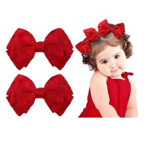 Baby Girl Hair Bows Handmade Hair Clips for Toddler Girls Bows Pink Pigtail Bows Alligator Clip in Bows for Baby Girls Hair Accessories 2 PCS