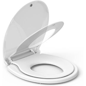 Toilet Seat With Toddler Seat Built In, Round Toilet Seat for Potty Training, Fits Both Adults and Children, Slow Close and Magnetic Closure - Ideal for Family Bathroom(Round White)