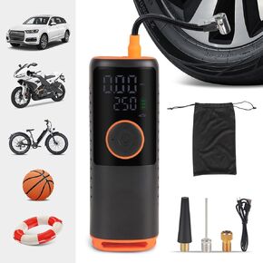Rechargeable Electric Ball Pump with Inflation & Deflation, Pressure Gauge(Max 15Psi), 3 Needles - Volleyball Basketball Football Air Pump for All Sports Balls Inflator Car Motorcycle Tire Inflator